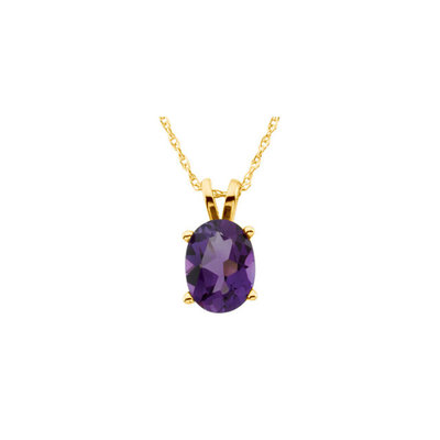 Genuine Amethyst Solitaire Gold Necklace