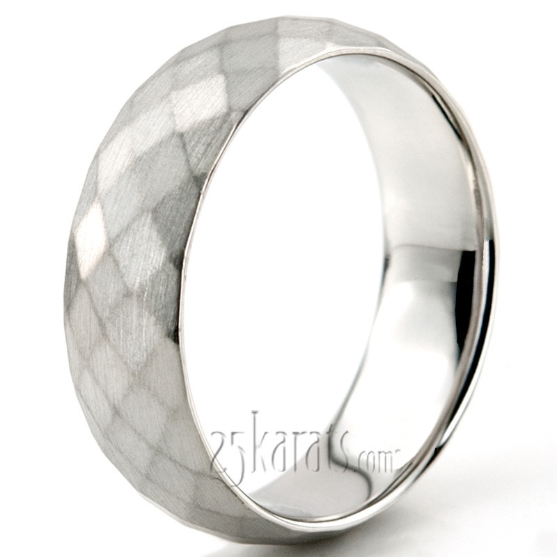 10K white gold 7mm. satin basic-diamond-carved-wedding-band - alternate view 7