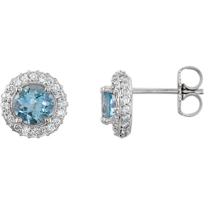 Aquamarine And 3/8ctw Diamond Entourage 14k White Gold Earrings thumbnail 2