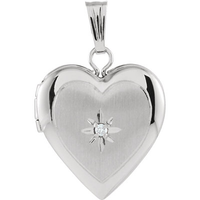 Heart Locket 14k White Gold Set with 0.01 ct. t.w. diamond