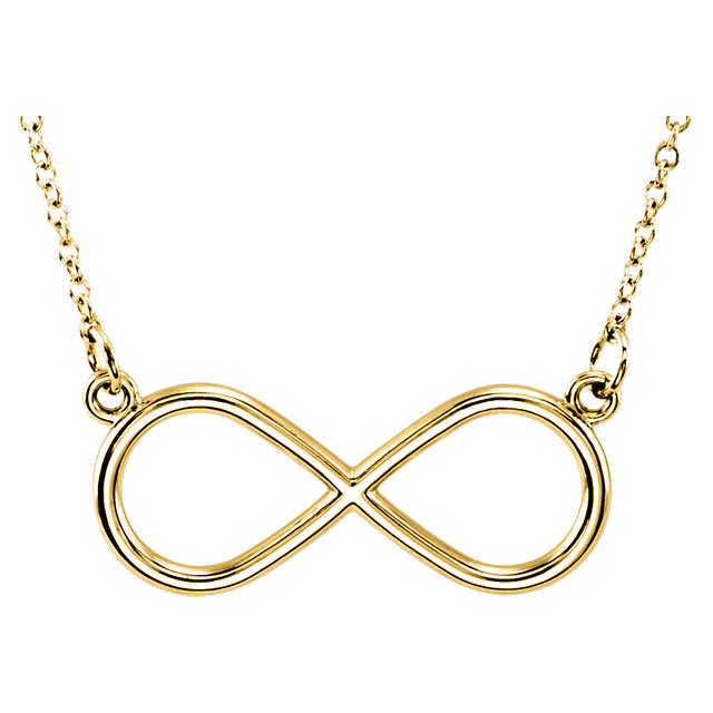 Infinity Solid 14k Gold 18" Pendant