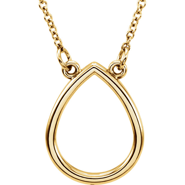 Geo Design Teardrop 14k Gold Pendant With 16" Chain