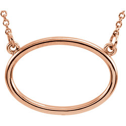 Geo Oval 14k Solid Rose Gold Pendant With 16" Chain  