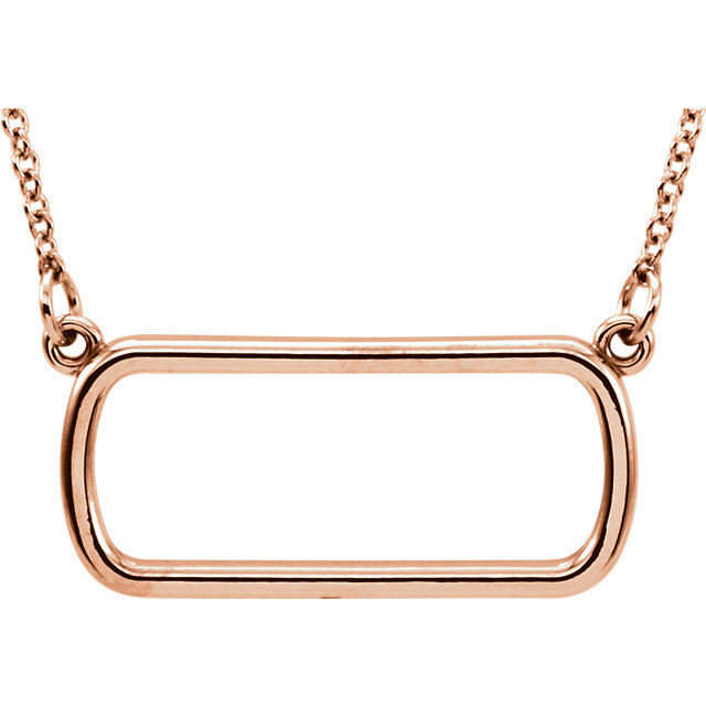 Geo Cushion 14k Rose Gold 16" Pendant