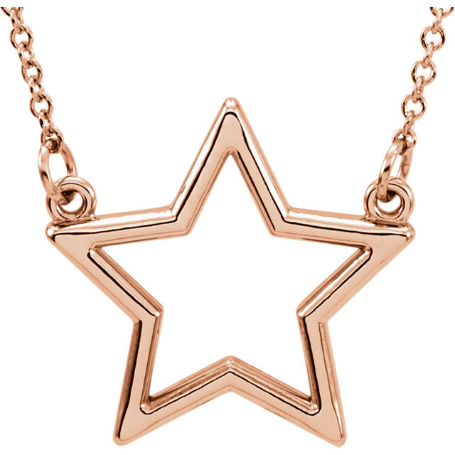 14K gold Geo Star Design 14K Rose Gold 16 Inch Pendant - main view