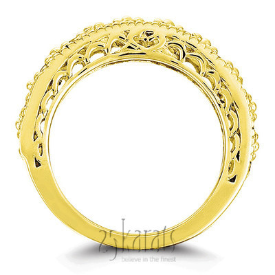 14K white gold Antique Filigree Round Diamond Wedding Band (1/3 ct. tw.) - alternate view 2