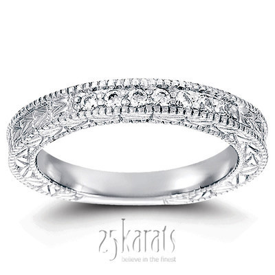 Antique Design Engraved Diamond Anniversary Band (0.21 ct. tw.)