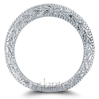 14K white gold Antique Design Engraved Diamond Anniversary Band (0.70 ct. tw.) - alternate view 2