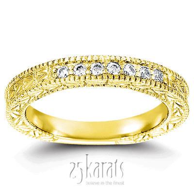 14K white gold Antique Design Engraved Diamond Anniversary Band (0.70 ct. tw.) - alternate view 3