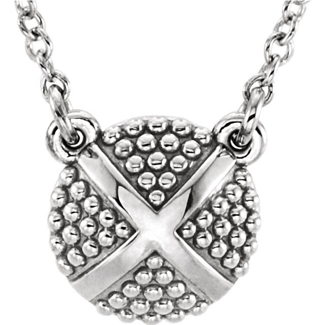14K gold Beaded XO Design 14K Gold Pendant With 18" Chain - alternate view 2