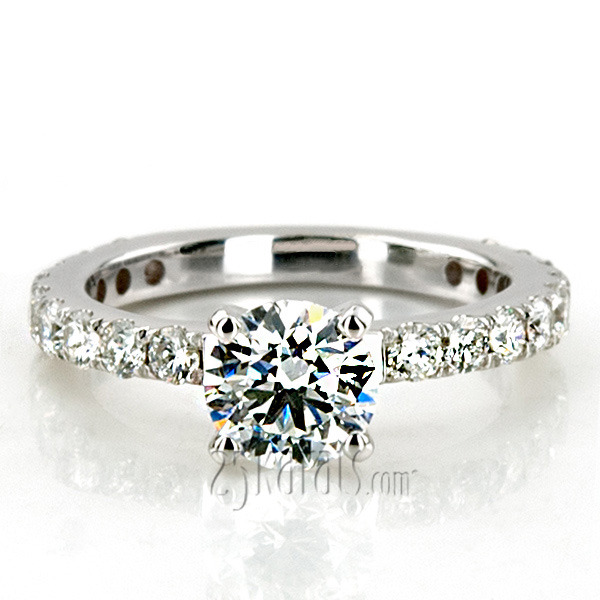 14K white gold Contemporary Micro Pave Set Diamond Engagement Ring (1/2 ct. tw.) - alternate view 6