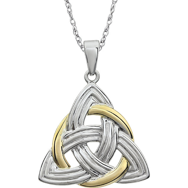 Celtic Triquetra 14k Two Tone Gold Pendant With 16 Inch Cable Chain