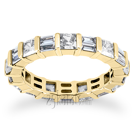 1.80 ct. Princesss Sapphire and Baguette Cut Diamond Eternity Wedding Band 2 - view 2