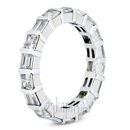 1.80 ct. Princesss Sapphire and Baguette Cut Diamond Eternity Wedding Band 2 - view 3