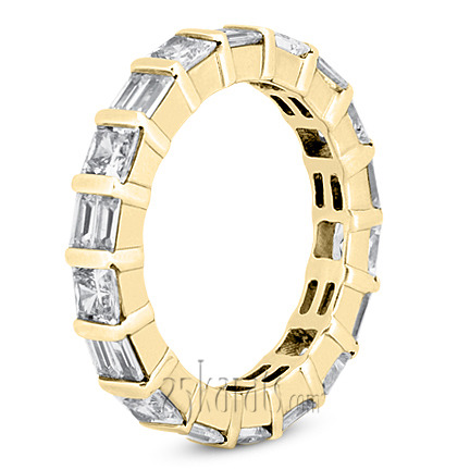 14K white gold 1.80 ct. Princesss Sapphire and Baguette Cut Diamond Eternity Wedding Band 2 - alternate view 4