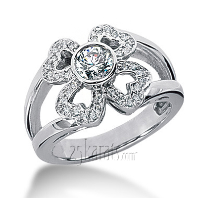 Bezel Set Flower Design Diamond Fancy Ring (0.38 ctw)