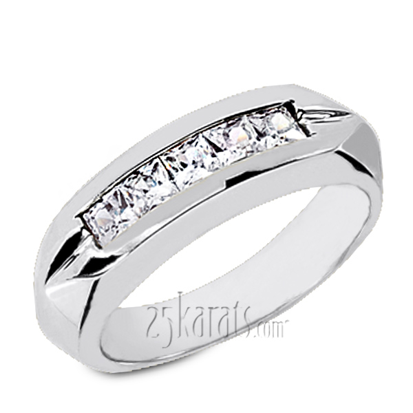 Classic Five Stone Channel Set Men Diamond Ring (0.85 ct.tw)