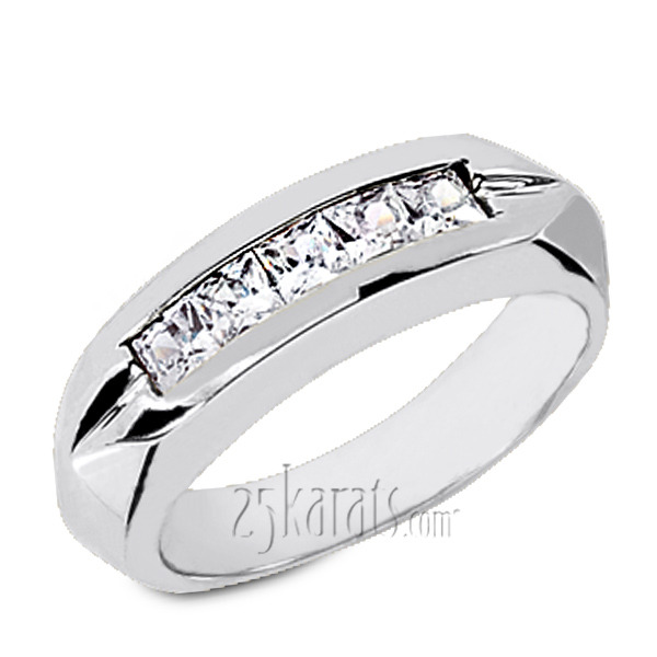14K white gold 0.85 ct. tw. Channel Set Diamond Men's Ring - main view