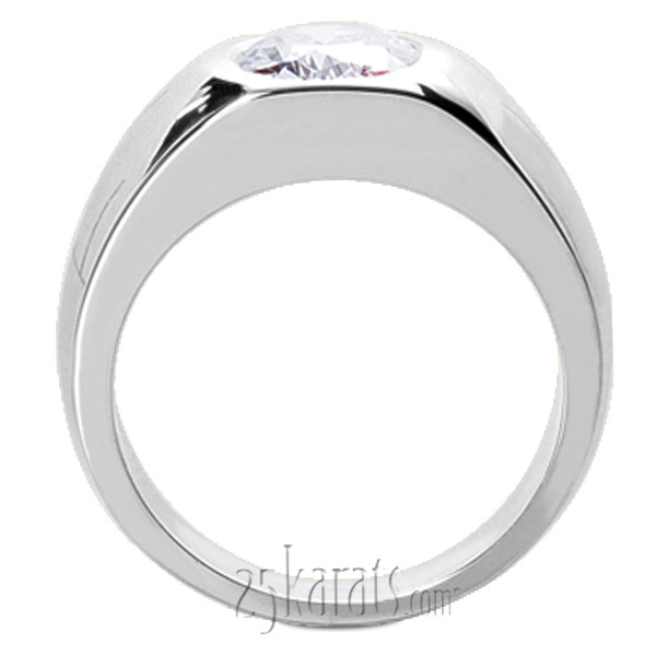 14K white gold Oval Solitaire Diamond Men's Ring - alternate view 3