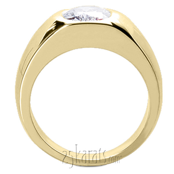 14K white gold Oval Solitaire Diamond Men's Ring - alternate view 4
