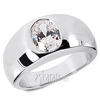 Oval Diamond Solitaire Men's Ring (9x7mm)