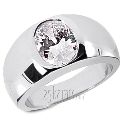 Oval Diamond Solitaire Men's Ring (10x8mm) thumbnail 1