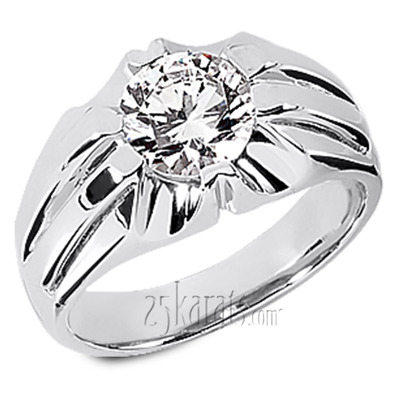 Round Cut Solitaire Fancy Diamond Men's Ring (1.50ct)