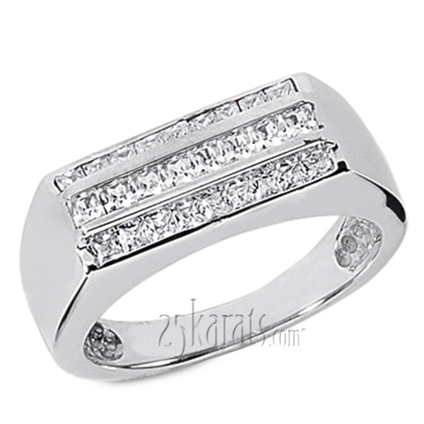 14K white gold 1.05 ct. tw. Princess Cut Channel Set Diamond Men's Ring - main view