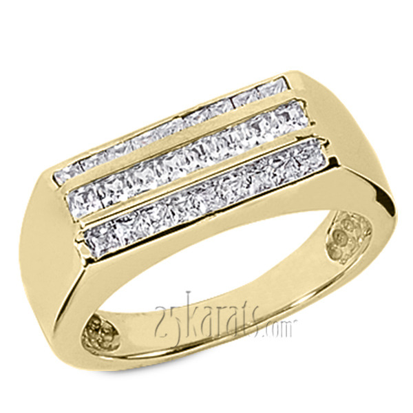 14K white gold 1.05 ct. tw. Princess Cut Channel Set Diamond Men's Ring - alternate view 2