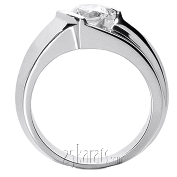 14K white gold 0.75 ct. Bar Set Solitaire Diamond Men's Ring - alternate view 3