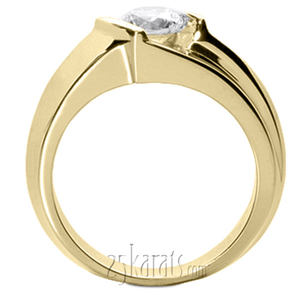 14K white gold 0.75 ct. Bar Set Solitaire Diamond Men's Ring - alternate view 4