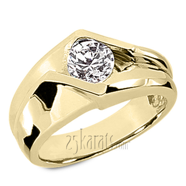 14K white gold Dazzling Bar Set Round Diamond Solitaire Men's Ring (1.00ct) - alternate view 2