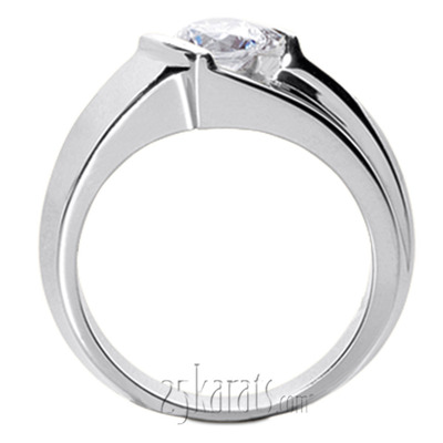 Dazzling Bar Set Round Diamond Solitaire Men's Ring (1.00ct) thumbnail 3