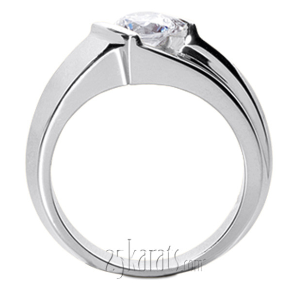 14K white gold Dazzling Bar Set Round Diamond Solitaire Men's Ring (1.00ct) - alternate view 3
