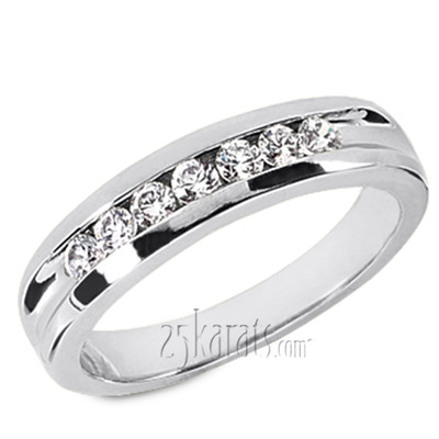 Grooved Round Cut Mens Diamond Band (0.49 ct.tw)
