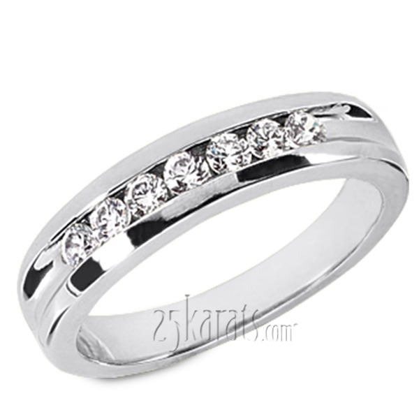 14K white gold 0.49 ct. tw. Round Cut Diamond Men's Band - main view