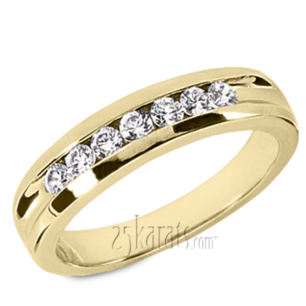 14K white gold 0.49 ct. tw. Round Cut Diamond Men's Band - alternate view 2