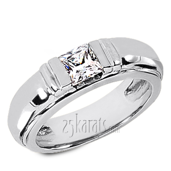 Princess Cut Solitaire Men Diamond Ring 