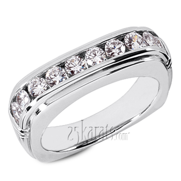 1.00ct.tw Men Channel Set Diamond Wedding Ring 14K, 18K, Platinum