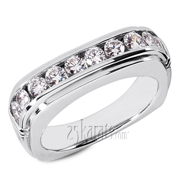 Curved Edged Classy Diamond Man Ring (1.00 ct.tw)