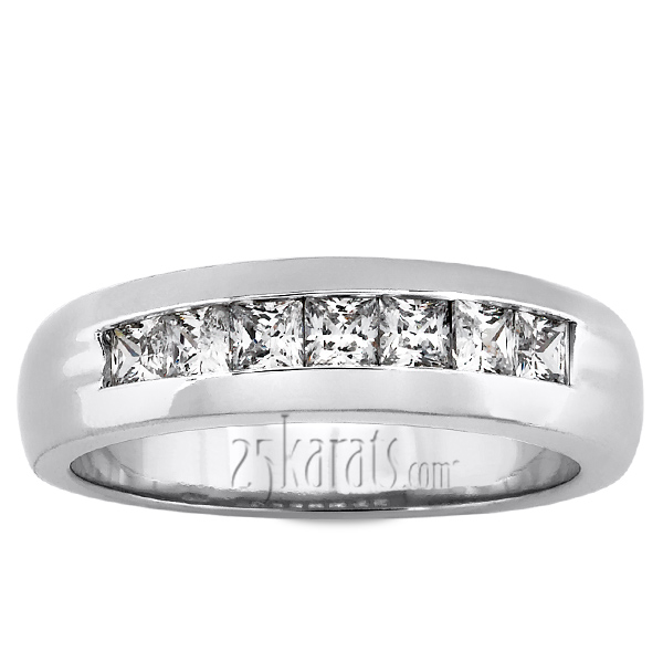 Seven Stone Princess Cut Channel Men Diamond Ring (0.98 ct.tw)