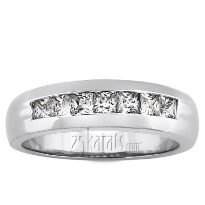 Seven Stone Princess Cut Channel Men's Diamond Ring (0.98 ct.tw)