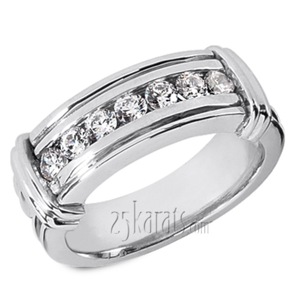 14K white gold 0.70 ct. tw. Diamond Men's Band - main view