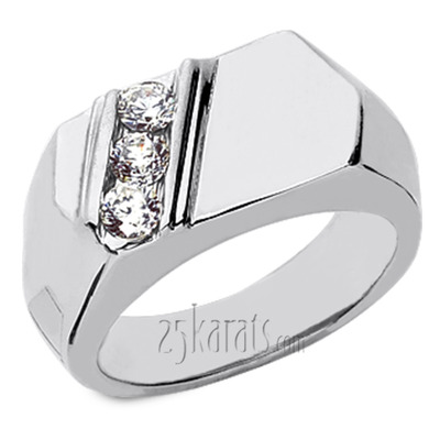 Diagonal 3-Stone Men's Diamond Ring (0.45 ct.tw)