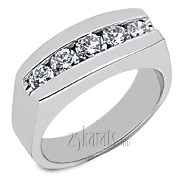 14K white gold 1.14 ct. tw. Channel Set Diamond Men's Ring - main view