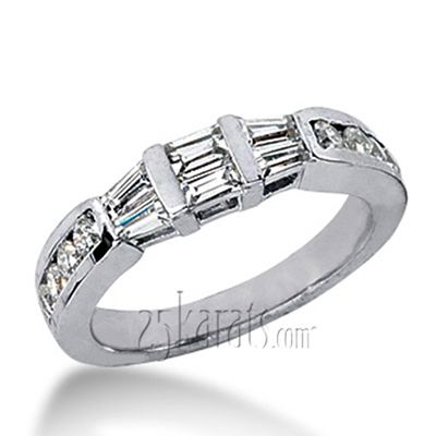 Baguette And Rounds Diamond Matching Band