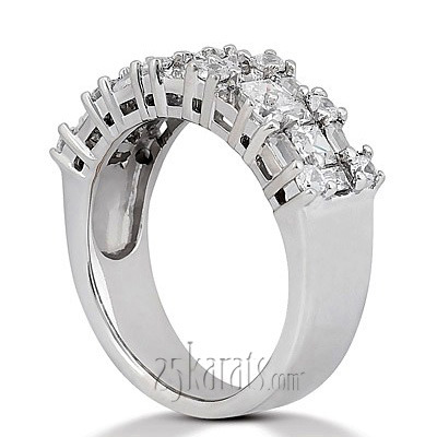 14K white gold Multi-Shape Prong Set Fancy Women Anniversary Ring (1 1/4 ct. tw.) - alternate view 3