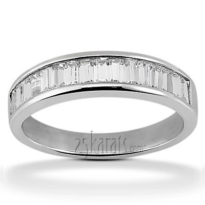 14K white gold Channel Set Baguette Diamond Wedding Band (3/4 ct. tw.) - main view