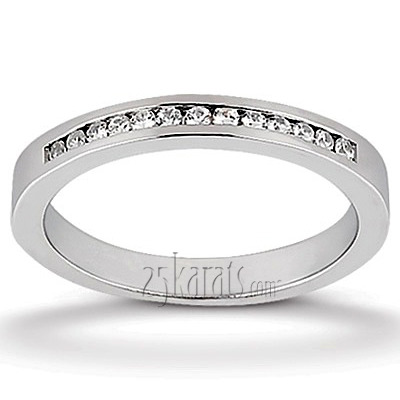 14K white gold Channel Set Diamond Wedding Band (0.15 ct. tw.) - main view