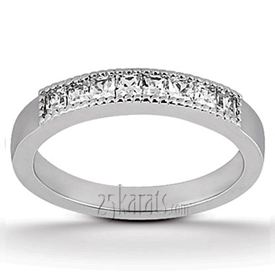 Princesss Cut Channel Set Milgrain Edge Diamond Wedding Ring (0.40 ct.tw.)